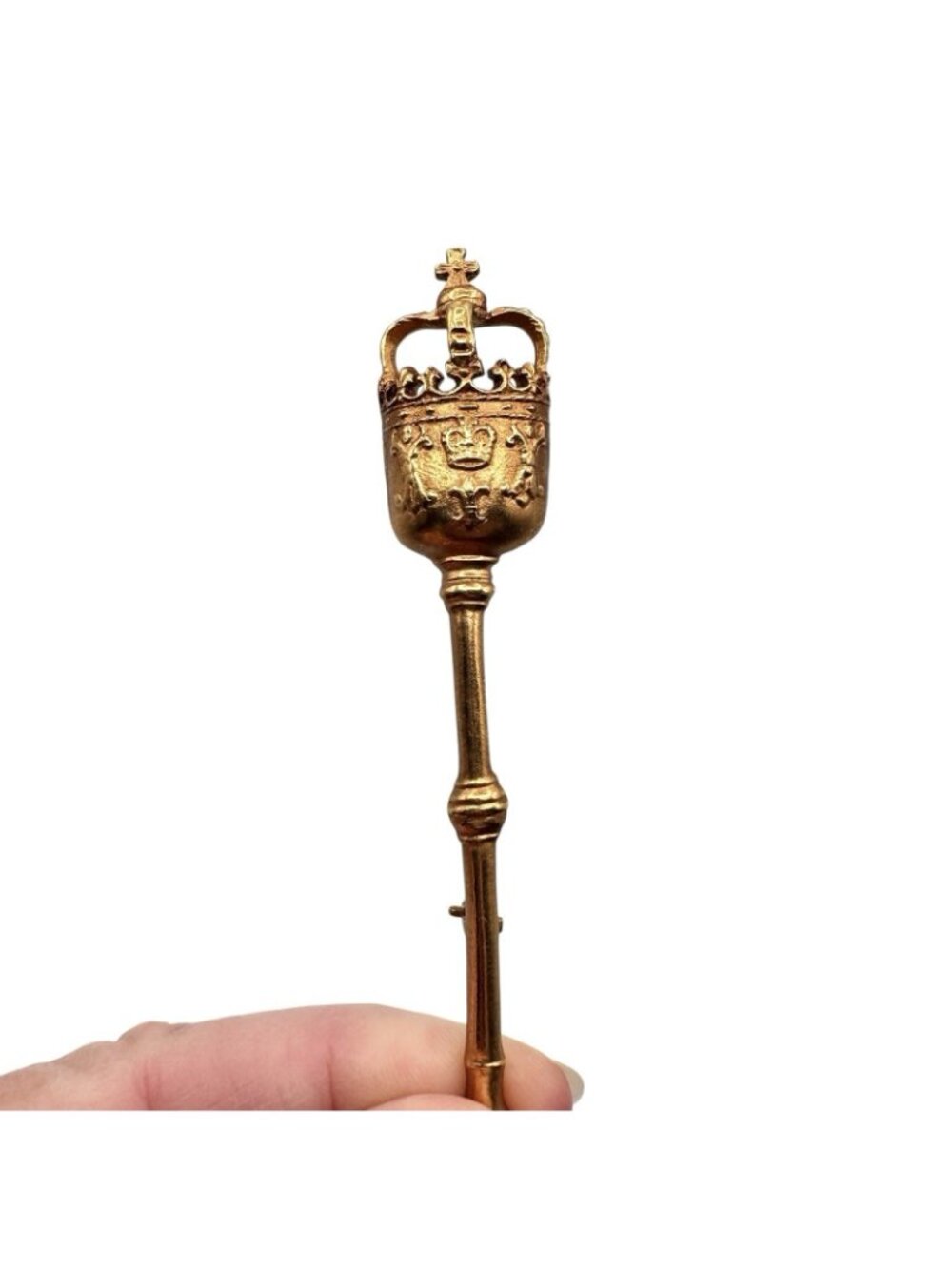 Vintage ALVA Museum Replica Gold Tone Royal Scepter Brooch Fleur de Lis 1960s - Picture 6 of 12